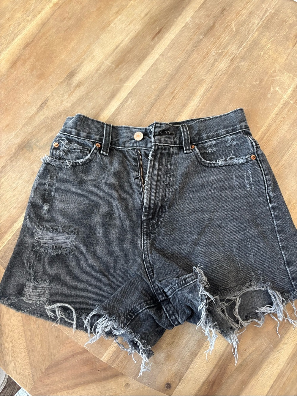 BDG Black High-Rise Distressed Jean Shorts - A line